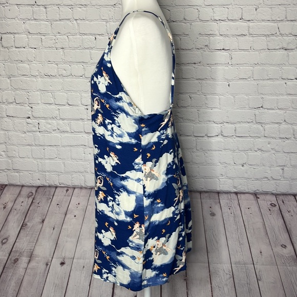 Reformation Freya Plunge Back Slip Dress in Cielo/Heaven Angel Print - Picture 4 of 9